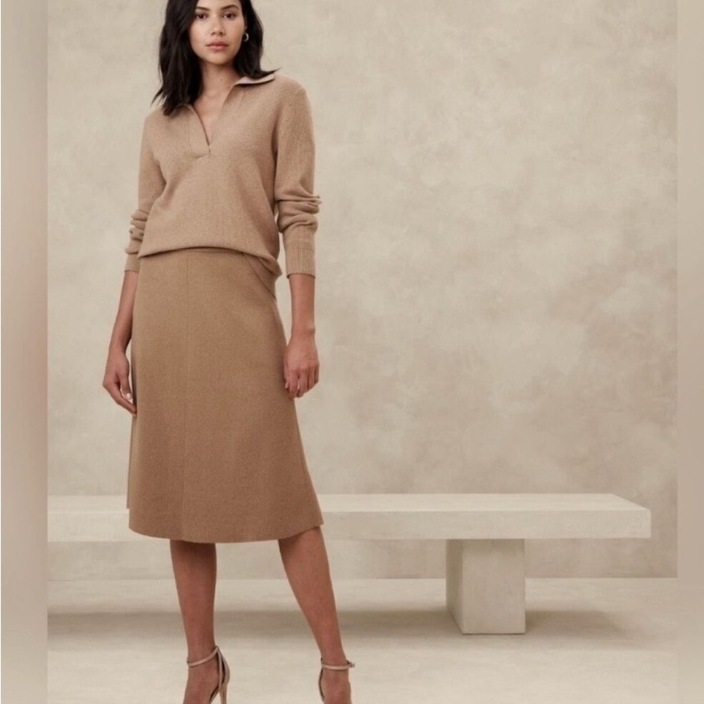 NWOT Camel Midi Skirt